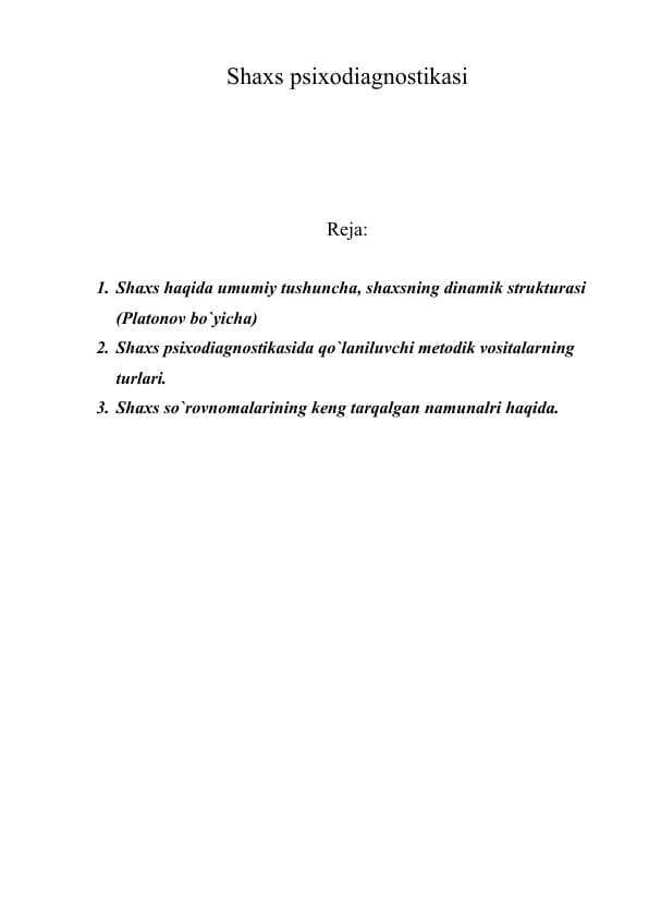Shaxs psixodiagnostikasi