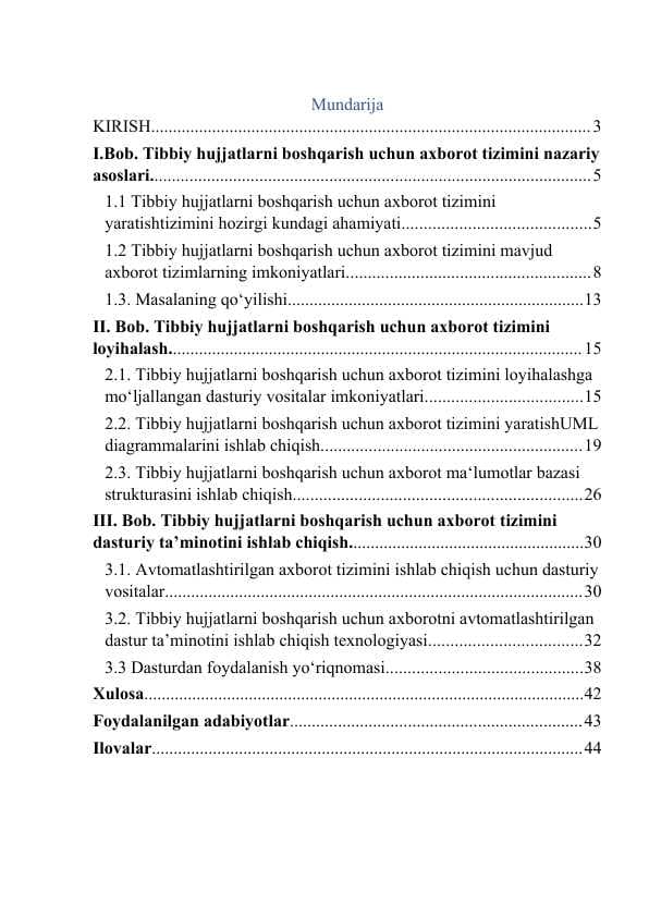 Tibbiy hujjatlarni boshqarish uchun axborot tizimini nazariy asoslari