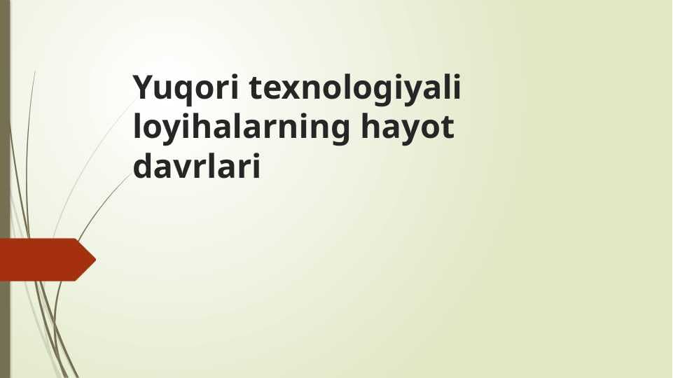 Yuqori texnologiyali loyihalarning hayot davrlari