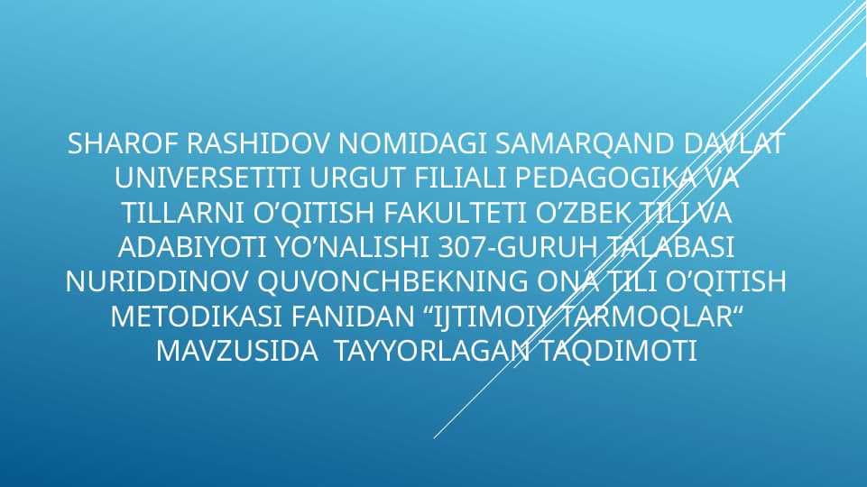 IJTIMOIY TARMOQLAR  HAQIDA  TAQDIMOT