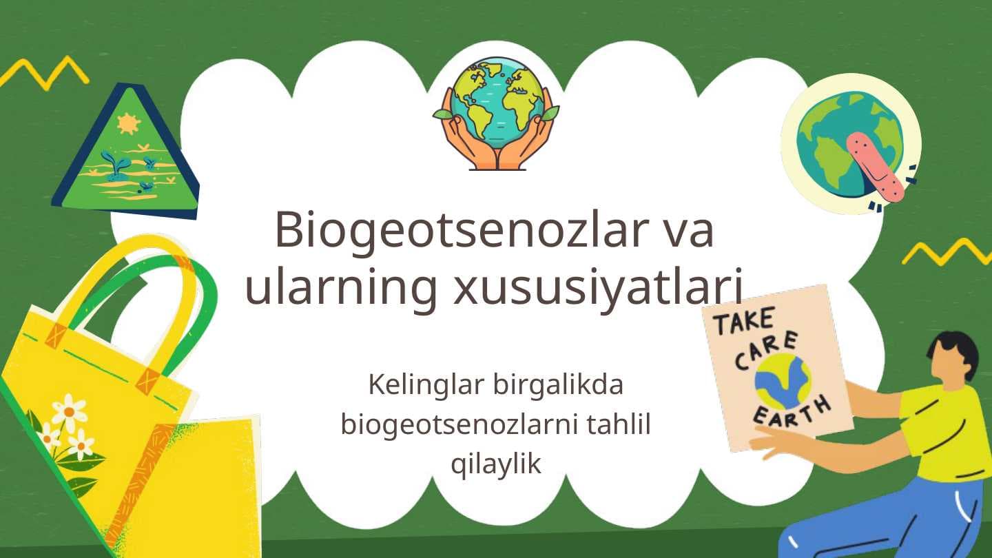 Biogeotsenozlar va ularning xususiyatlari