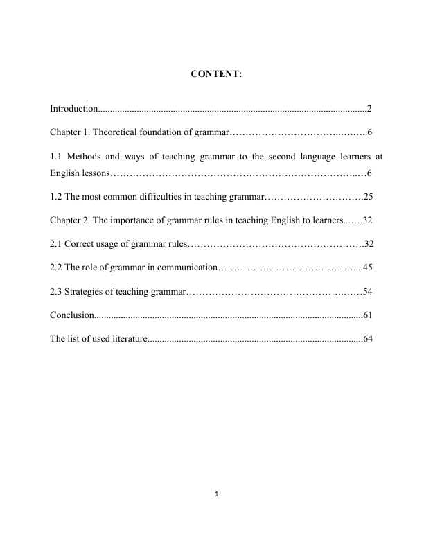 Methods and ways of teaching grammar to the second language learners at English lessons