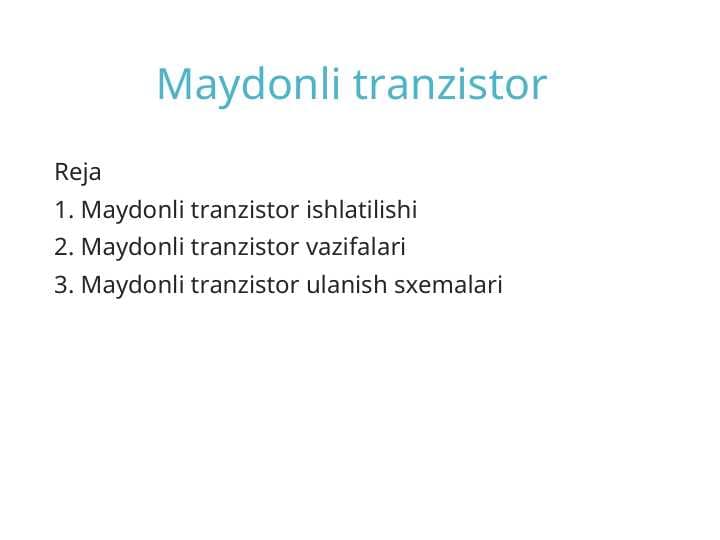 Maydonli tranzistor
