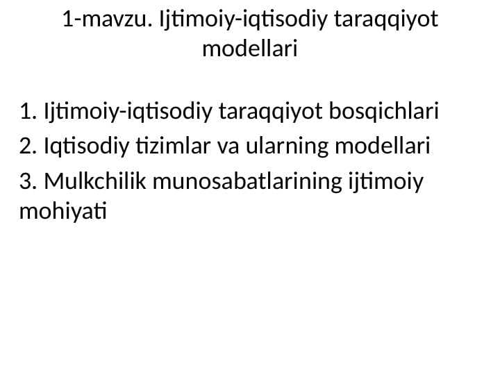 Ijtimoiy-iqtisodiy taraqqiyot modellari