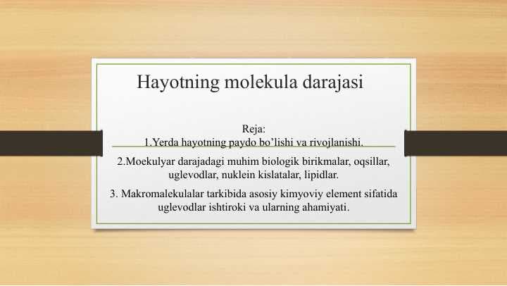 Hayotning molekula darajasi