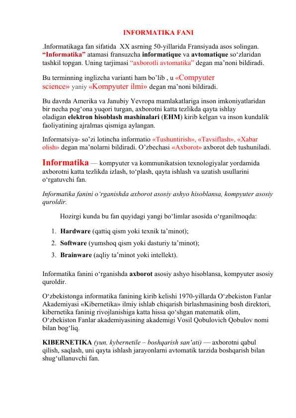 Informatika fani
