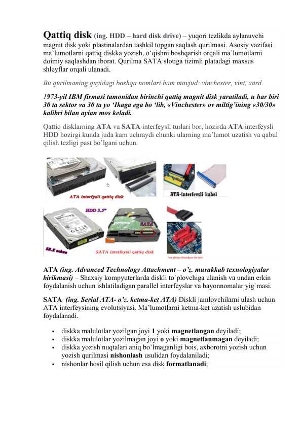 Qattiq disk HDD – hard disk drive