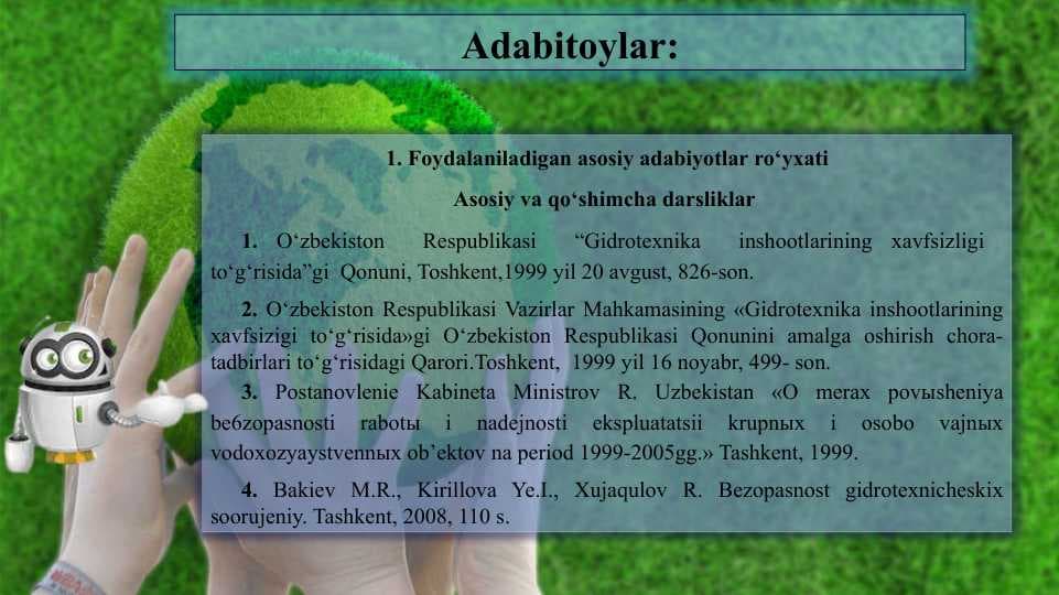 GIDROTEXNIKA INSHOOTLARI XAVFSIZLIK DEKLARATSIYASI