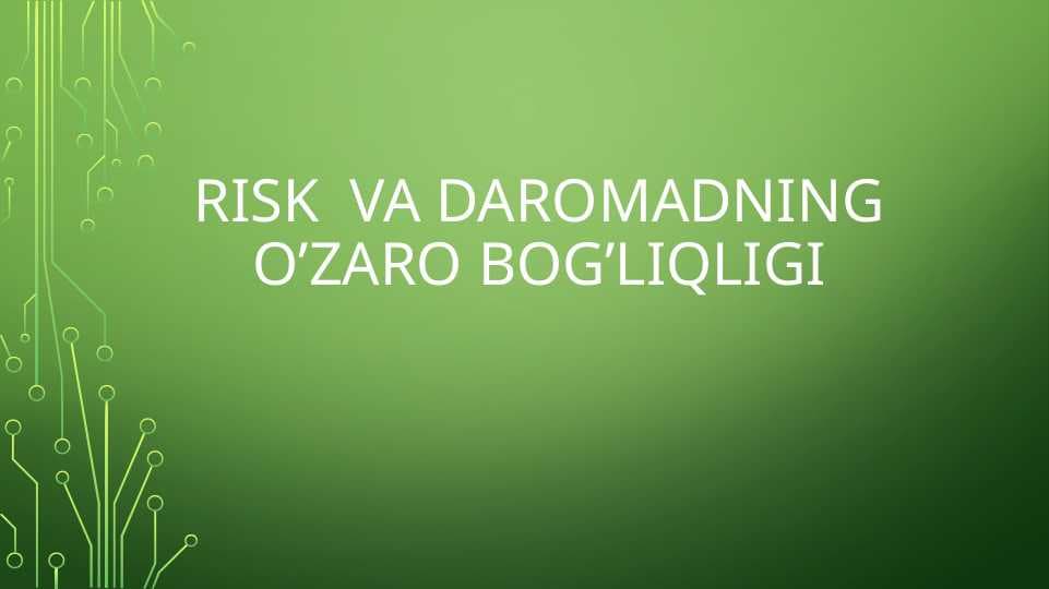 Pulning vaqt bo’yicha qiymati