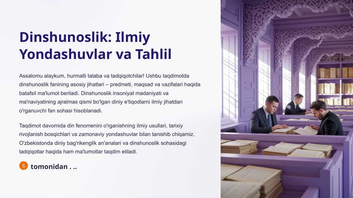 Dinshunoslik Ilmiy Yondashuvlar va Tahlil