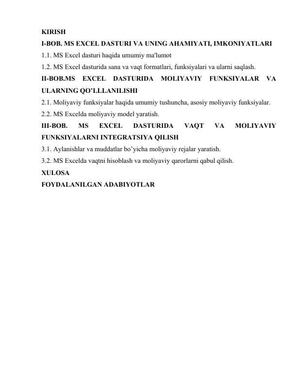 MS EXCEL DASTURI VA UNING AHAMIYATI, IMKONIYATLARI