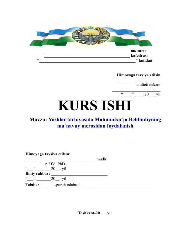 Yoshlar tarbiyasida Mahmudxo’ja Behbudiyning ma’navuy merosidan foydalanish