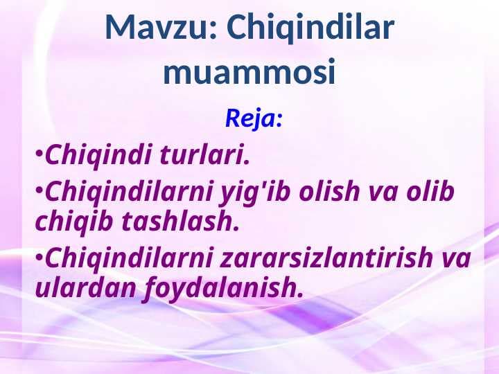 Chiqindilar muammosi