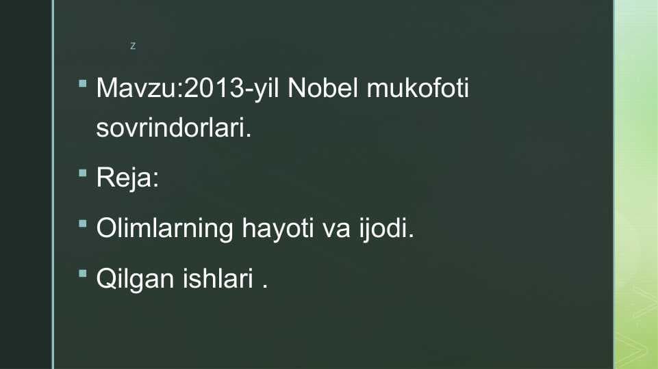 2013-yil Nobel mukofoti sovrindorlari