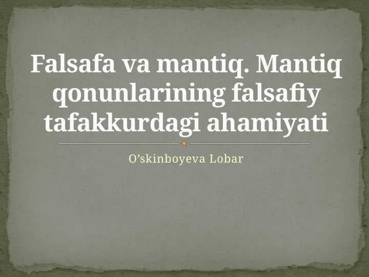 Falsafa va mantiq