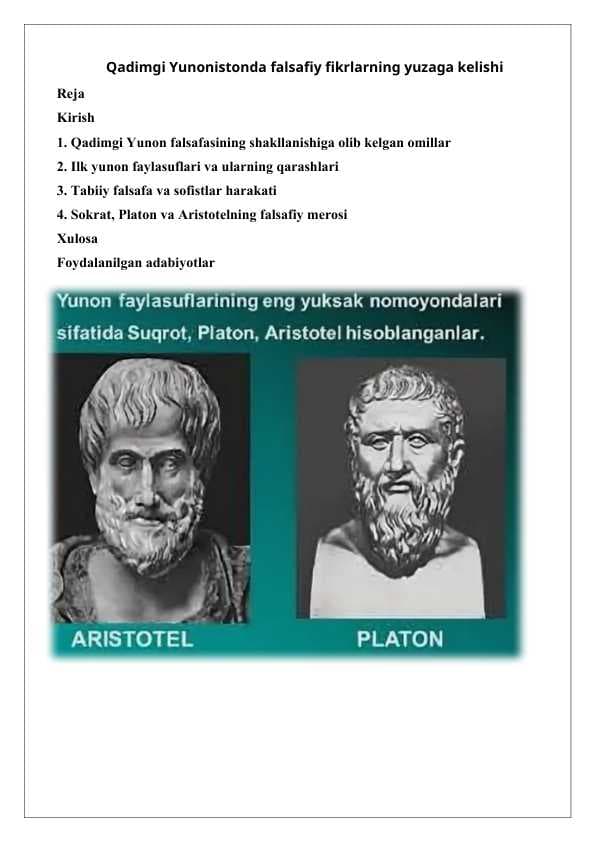 Qadimgi Yunonistonda falsafiy fikrlarning yuzaga kelishi 25