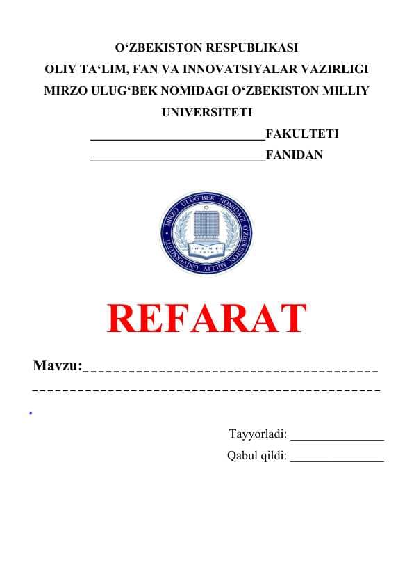 Refarat yuzi blankasi