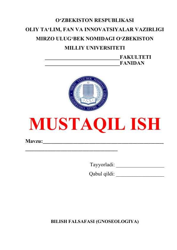 BILISH FALSAFASI (GNOSEOLOGIYA)