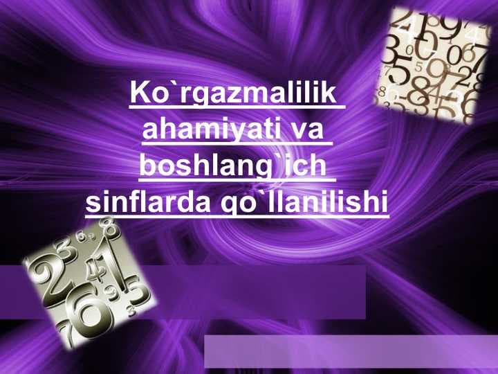 Ko`rgazmalilik ahamiyati va boshlang`ich sinflarda qo`llanilishi