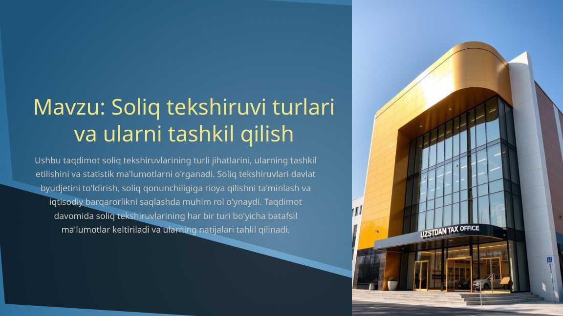 Soliq tekshiruvi turlari va ularni tashkil qilish