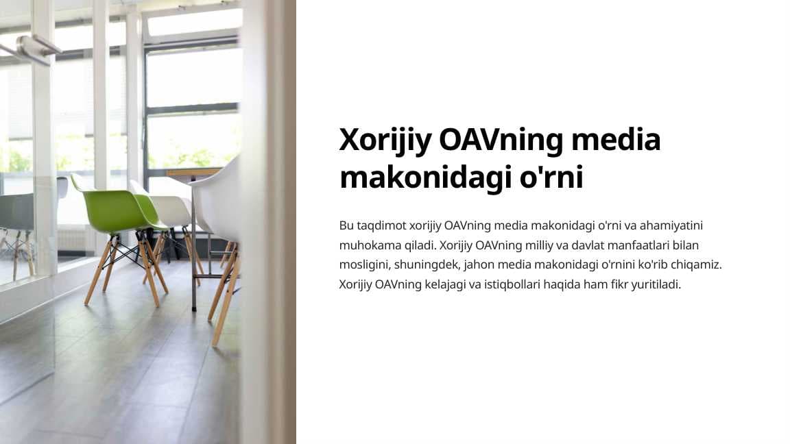 Xorijiy ommaviy axborot vositalarining media makondagi o'rni.