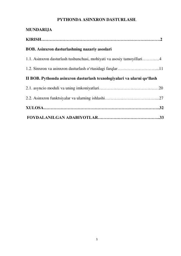 PYTHONDA ASINXRON DASTURLASH