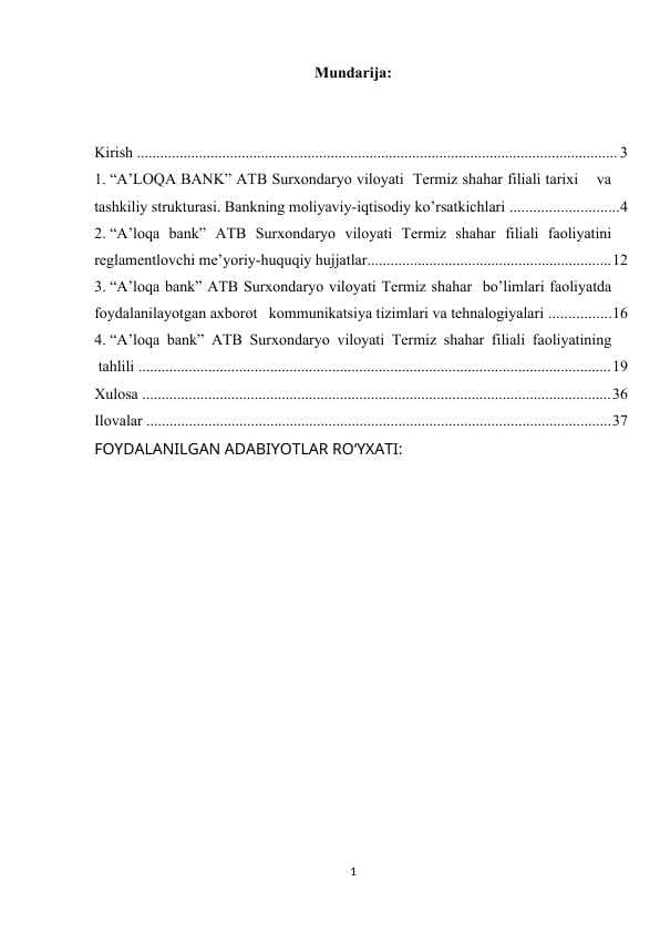 A'loqa bank amaliyot hisoboti termiz shahri