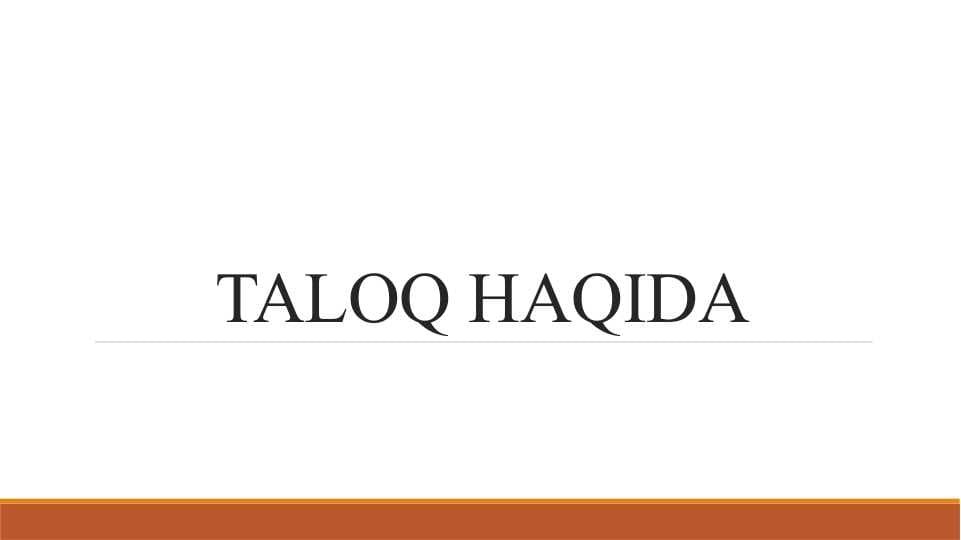 TALOQ HAQIDA