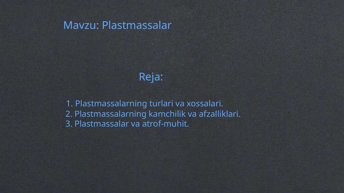Plastmassalar kimyosi. Kolloid kimyo