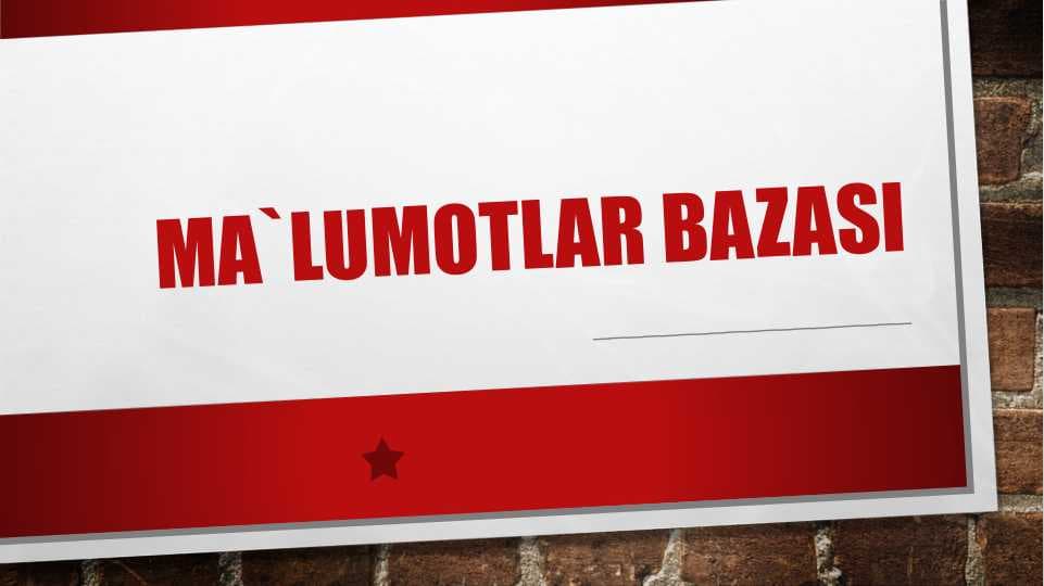 Ma`lumotlar bazasi