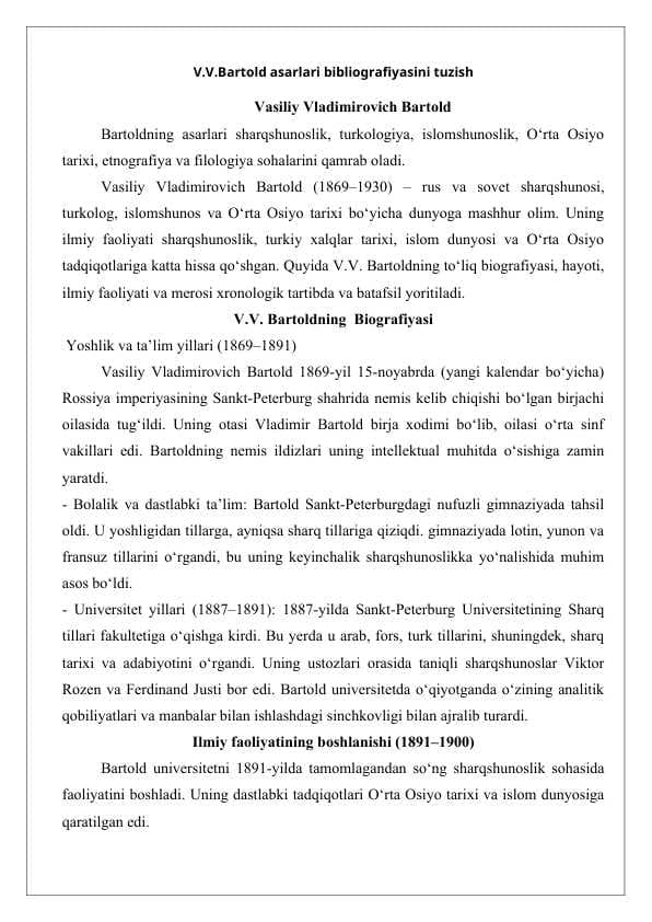 V.V.Bartold asarlari bibliografiyasini tuzish 25