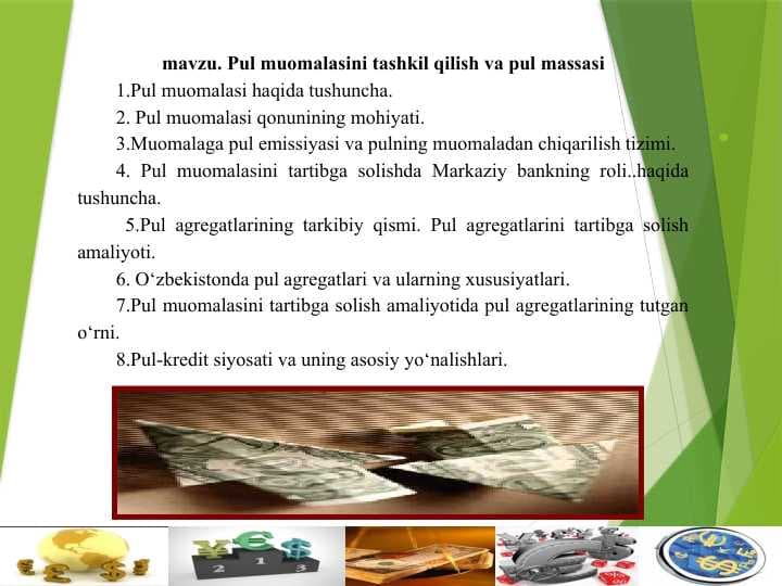 Pul muomalasini tashkil qilish va pul massasi