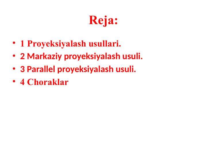 Proyeksiyalash usullari