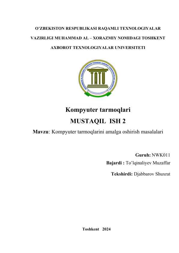 Kompyuter tarmoqlarini amalga oshirish masalalari