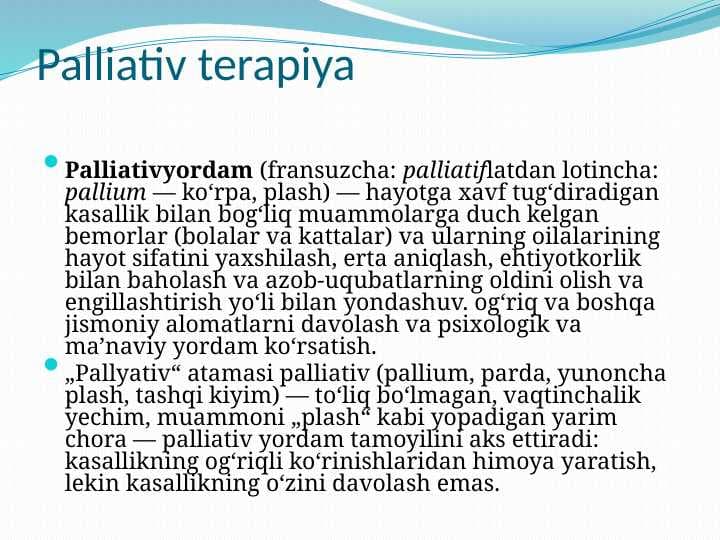 Palliativ terapiya