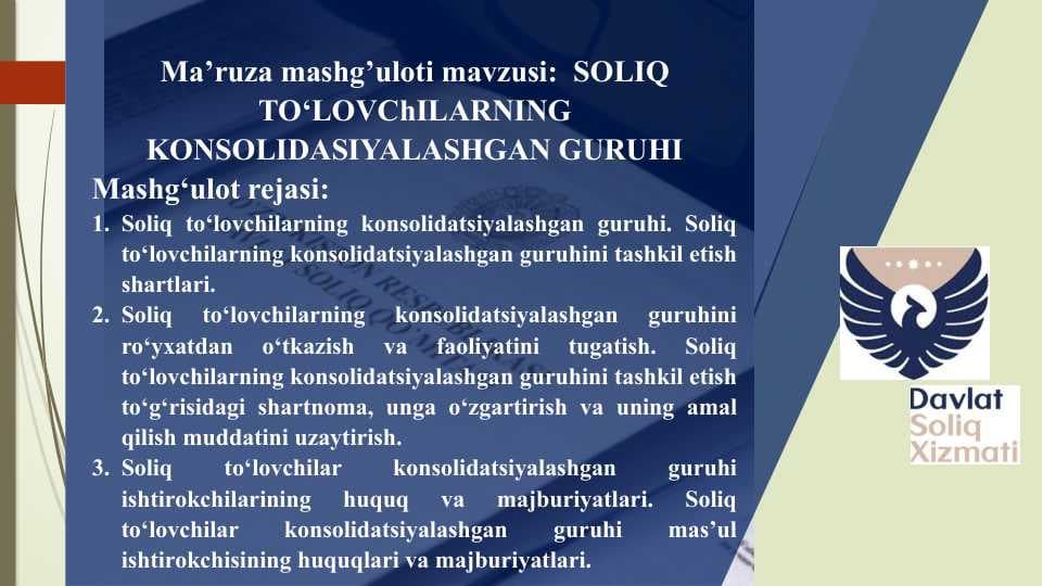 SOLIQ TO‘LOVChILARNING KONSOLIDASIYALASHGAN GURUHI