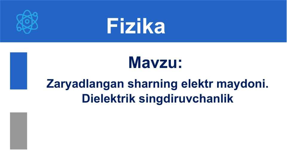 Zaryadlangan sharning elektr maydoni.