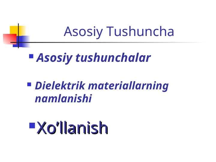 Dielektrik materiallarning namlanishi