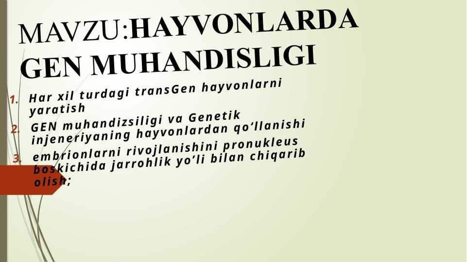 HAYVONLARDA GEN MUHANDISLIGI