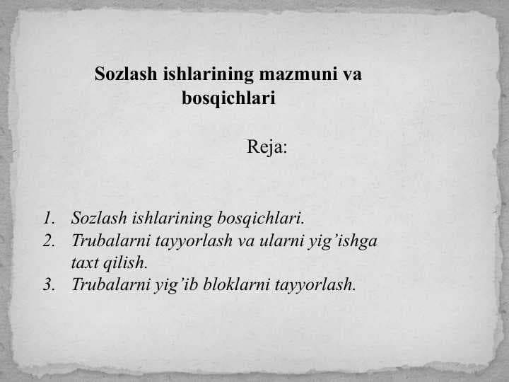 Sozlash ishlarining mazmuni va bosqichlari