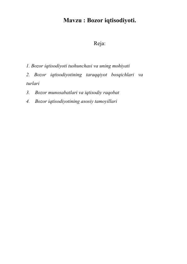 Bozor iqtisodiyoti.