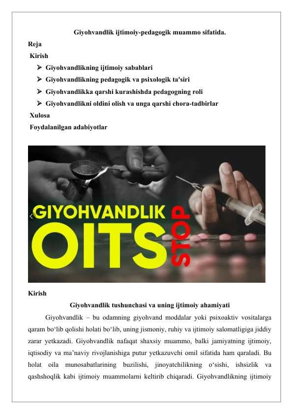 Giyohvandlik ijtimoiy-pedagogik muammo sifatida.25