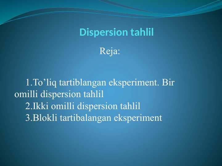 Dispersion tahlil