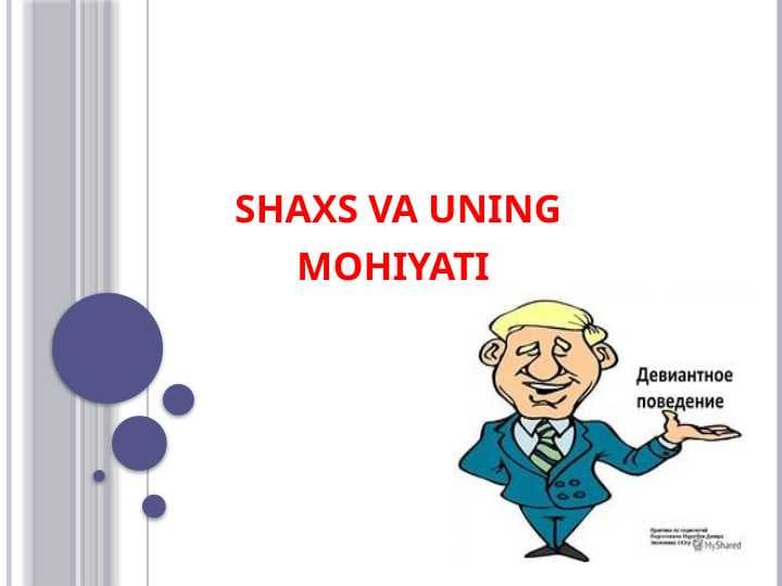 shaxs va uning mohiyati