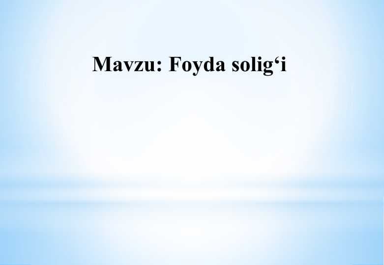 Foyda solig‘i