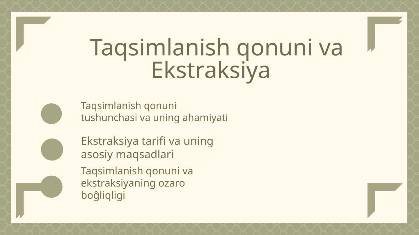 Taqsimlanish qonuni va Ekstraksiya