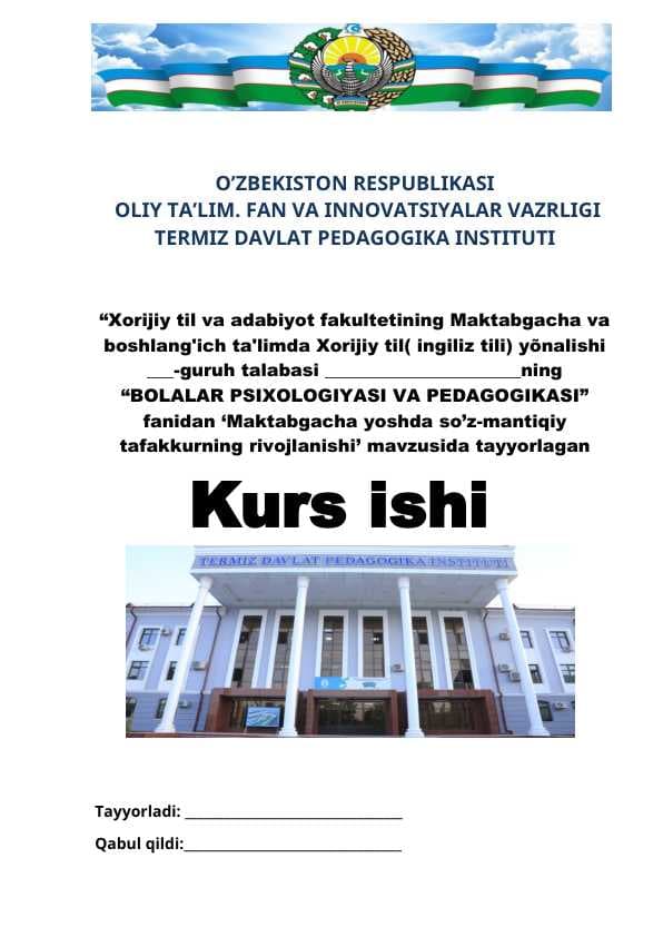 Maktabgacha yoshda so’z-mantiqiy tafakkurning rivojlanishi