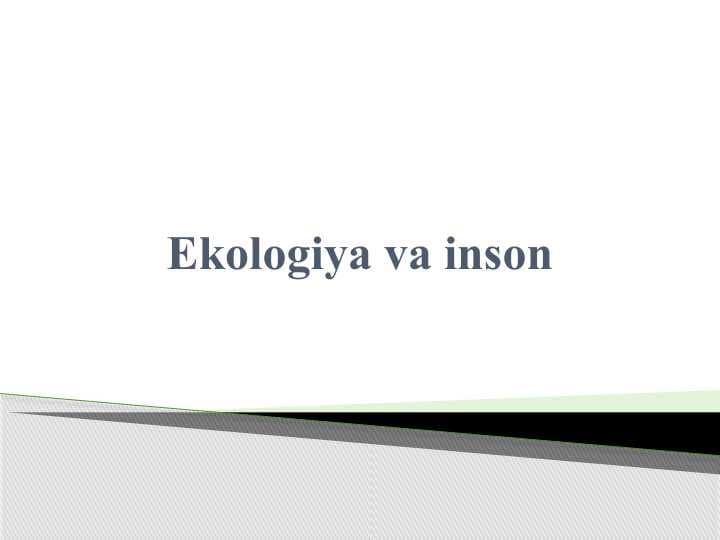 Ekologiya va inson