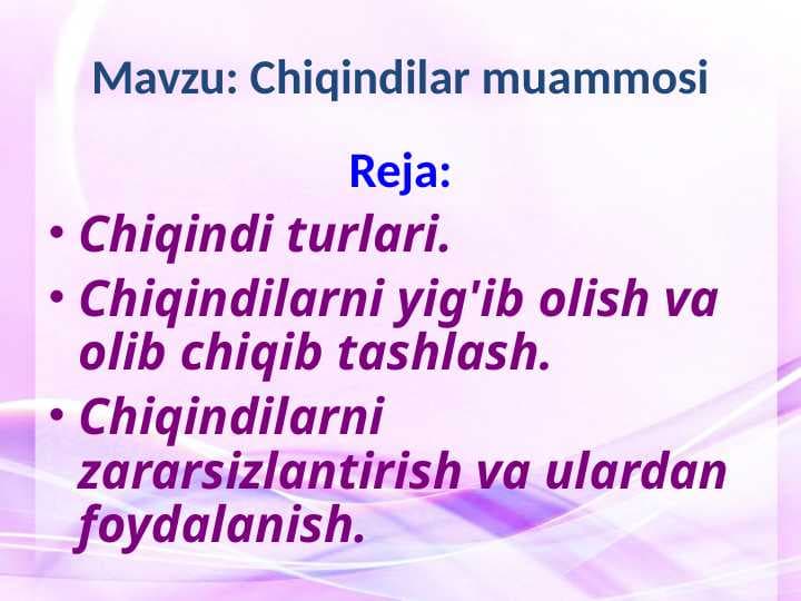 Chiqindilar muammosi
