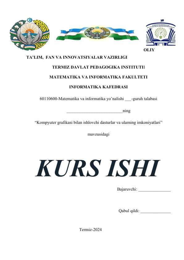 Kompyuter grafikasi bilan ishlovchi dasturlar va ularning imkoniyatlari